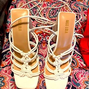 Miss Lola tie around leg brand new never worn heels.